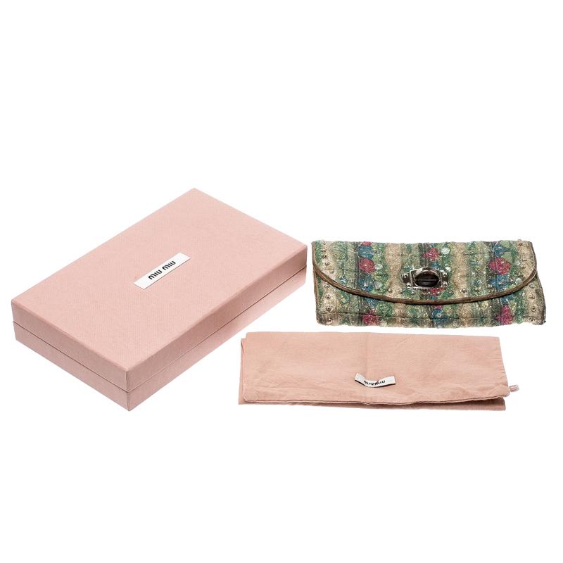 Miu Miu Multicolor Embellished Jacquard Clutch For Sale 5