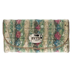 Miu Mehrfarbige verzierte Jacquard-Clutch