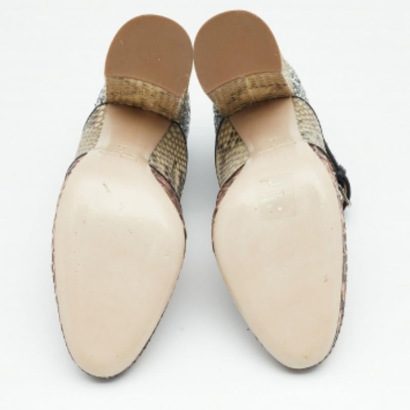 Miu Miu Multicolor Glitter and Python Mary Jane Block Heel Pumps Size 35 For Sale 4