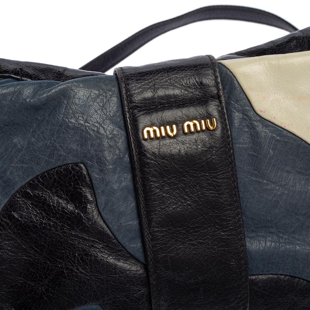 Miu Miu Multicolor Leather Crystal Embellished Colorblock Flap Shoulder Bag 7