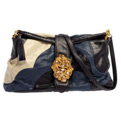 Miu Miu Multicolor Leather Crystal Embellished Colorblock Flap Shoulder Bag