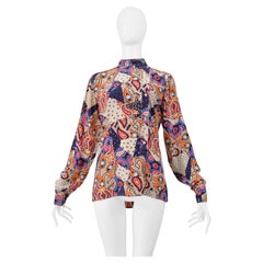 Miu Miu Multicolor Paisley Long Sleeve Blouse Top