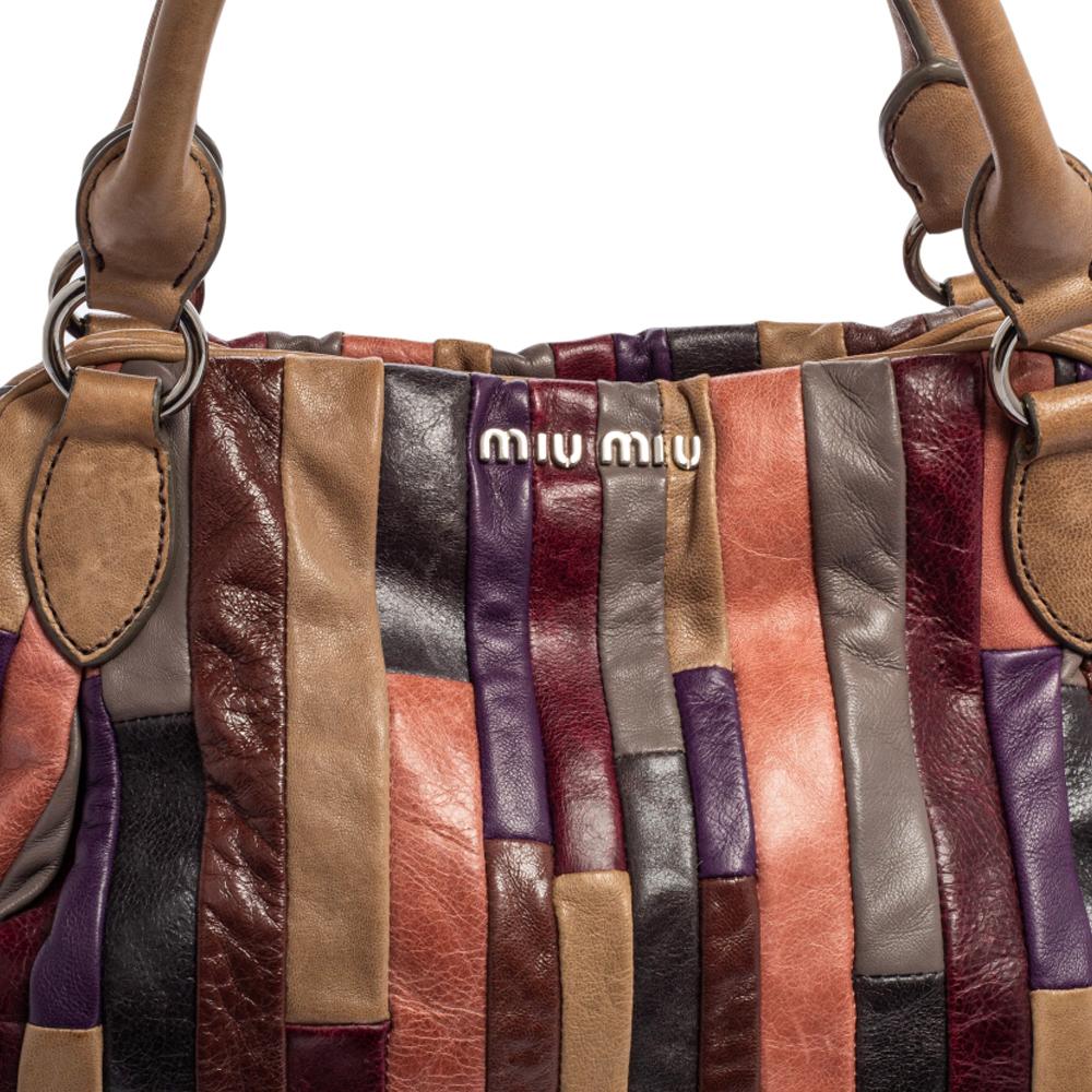 Miu Mehrfarbige Patchwork-Ledertasche 7