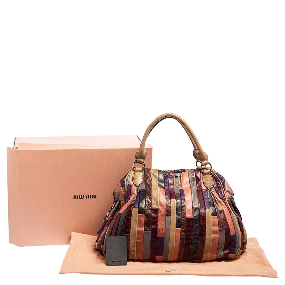 Miu Mehrfarbige Patchwork-Ledertasche 2