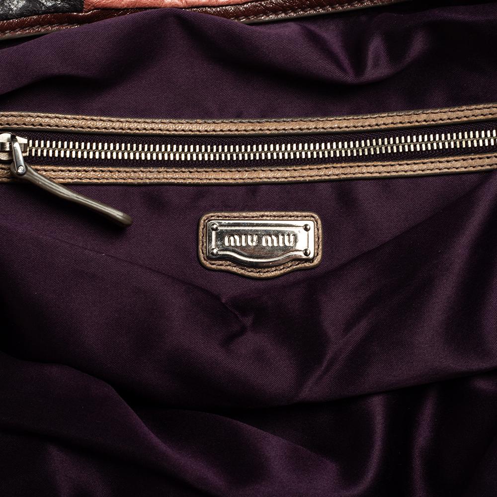 Miu Mehrfarbige Patchwork-Ledertasche 3