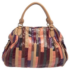 Miu Mehrfarbige Patchwork-Ledertasche