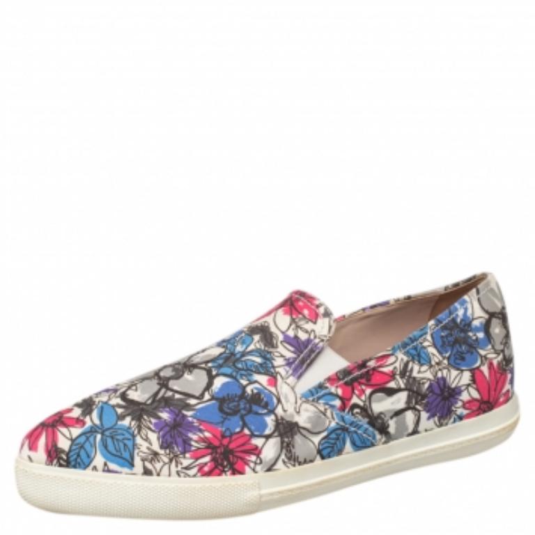  Miu Baskets à enfiler en toile imprimée multicolore, taille 38 Pour femmes 