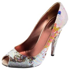 Miu escarpins à bout ouvert ornés de sequins multicolores, taille 40