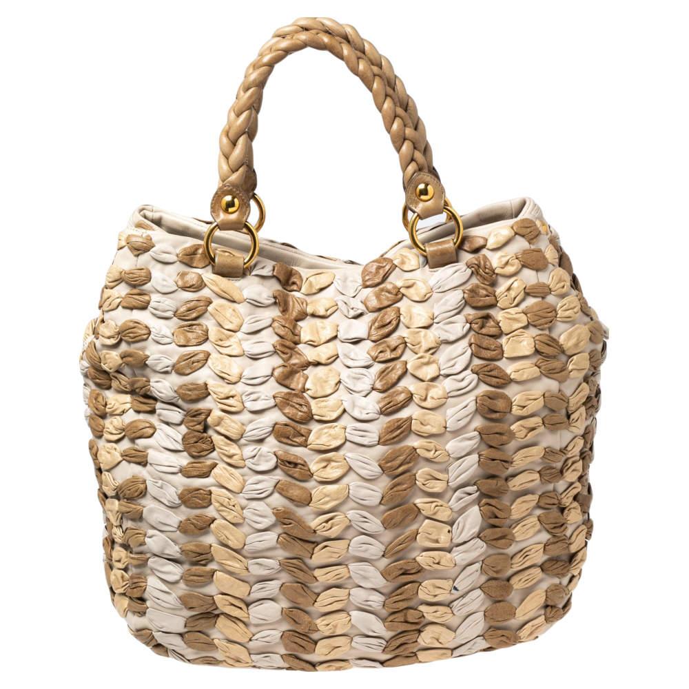 Miu Miu Multicolor Woven Leather Tote In Fair Condition In Dubai, Al Qouz 2
