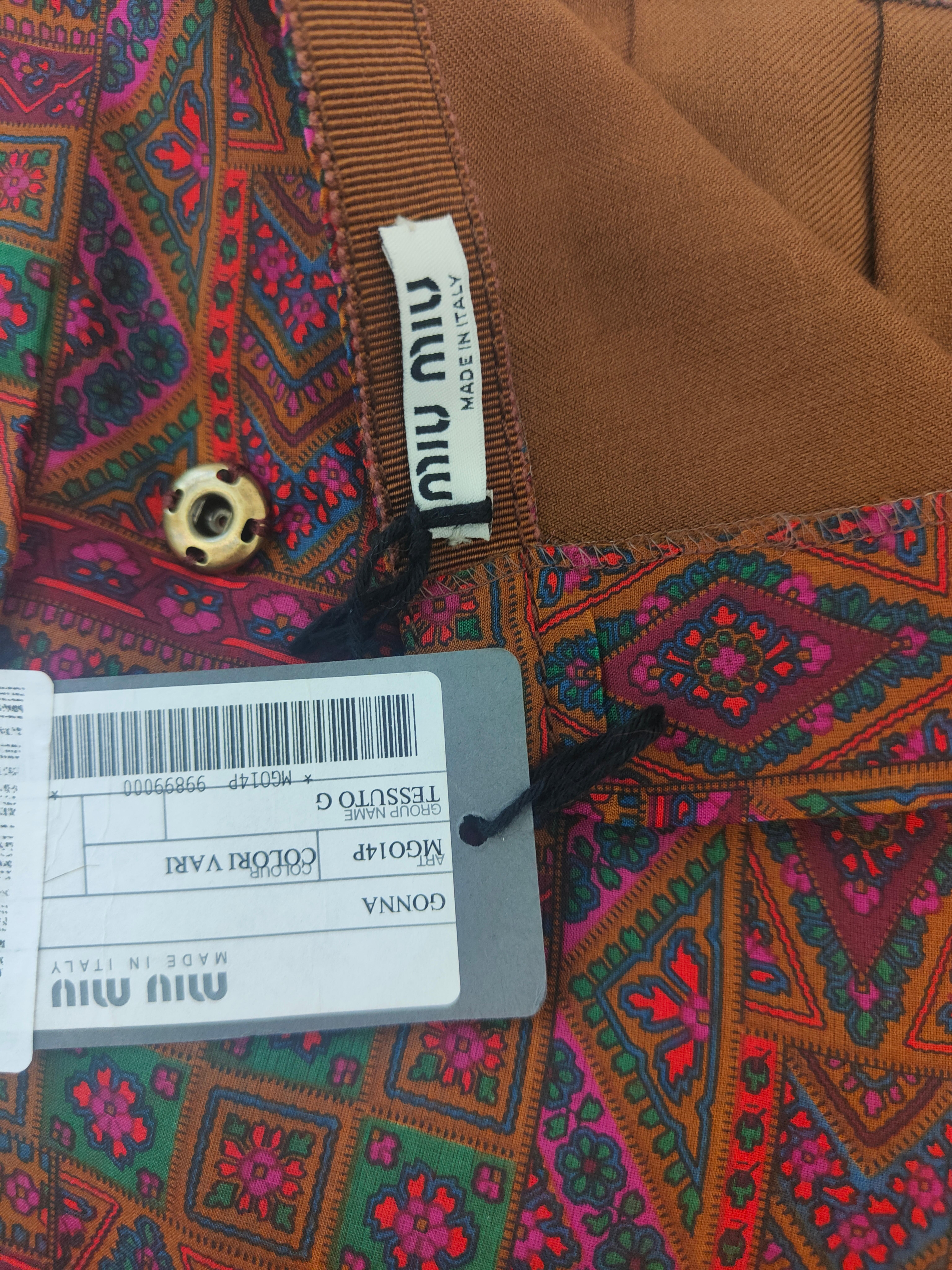 Miu Miu multicoloured cotton skirt In Excellent Condition For Sale In Capri, IT