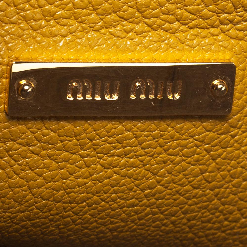 Miu Miu Senf/Grau Madras Leder Push Lock Top Handle Tasche 1