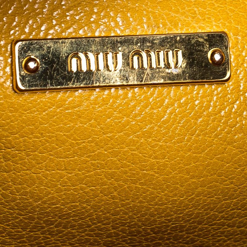 Miu Miu Mustard Leather Medium Madras Tote 5