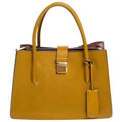 Miu Miu Mustard Leather Medium Madras Tote