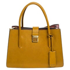 Miu Miu Mustard Leather Medium Madras Tote