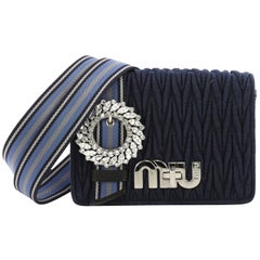 Miu Miu My Logo Shoulder Bag Matelasse Denim Small