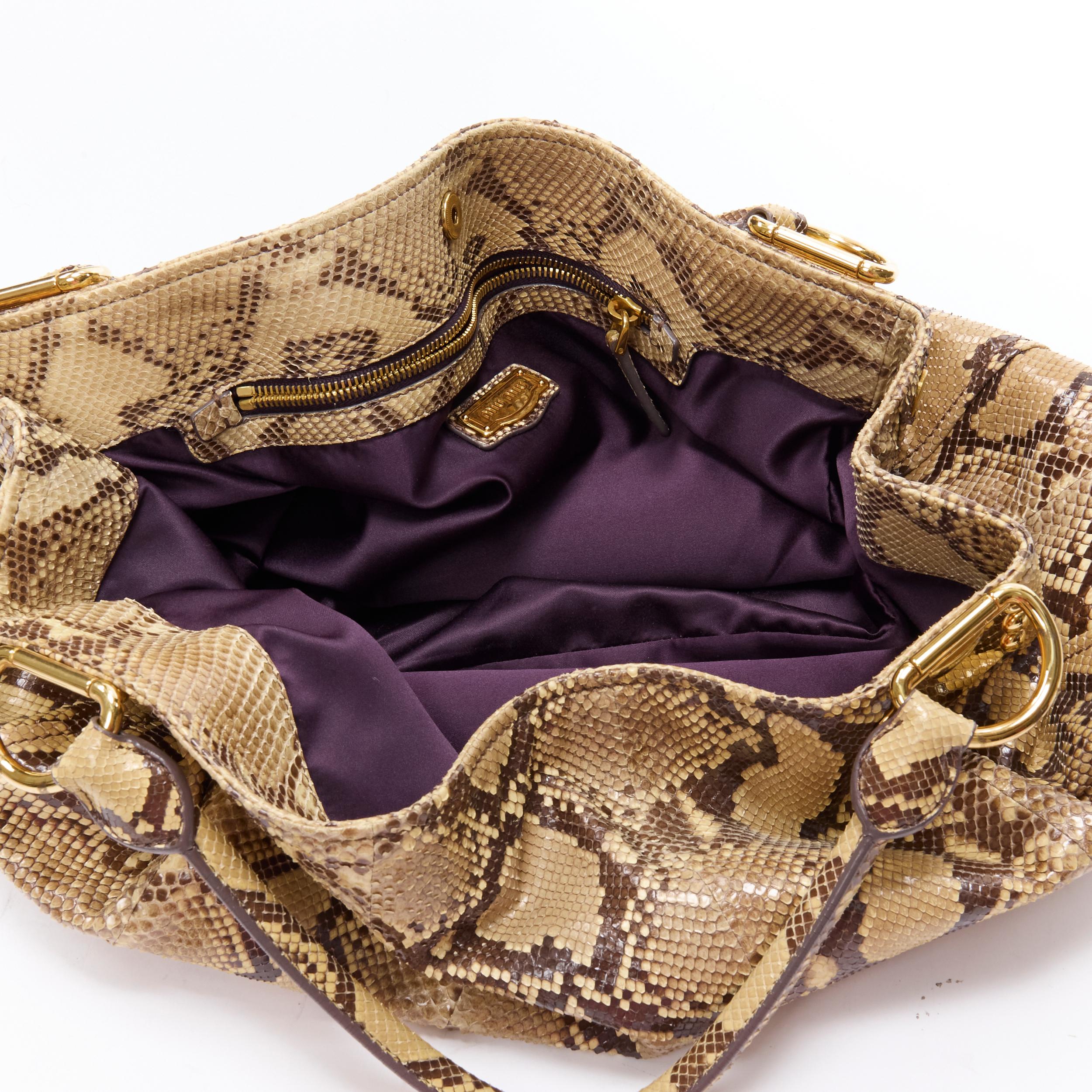 MIU MIU natural scaled genuine python leather gold hardware shoulder hobo bag 2