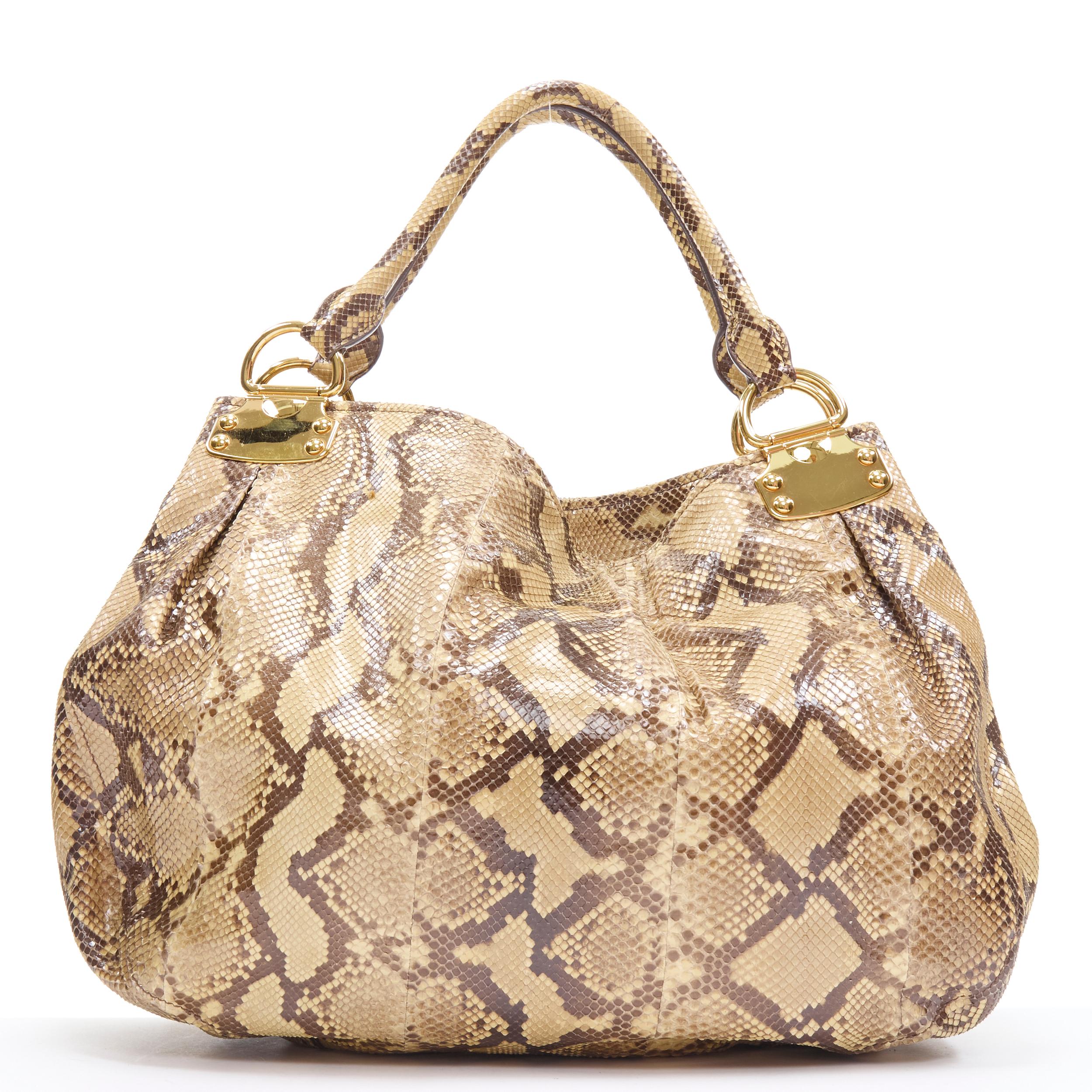Gold MIU MIU natural scaled genuine python leather gold hardware shoulder hobo bag