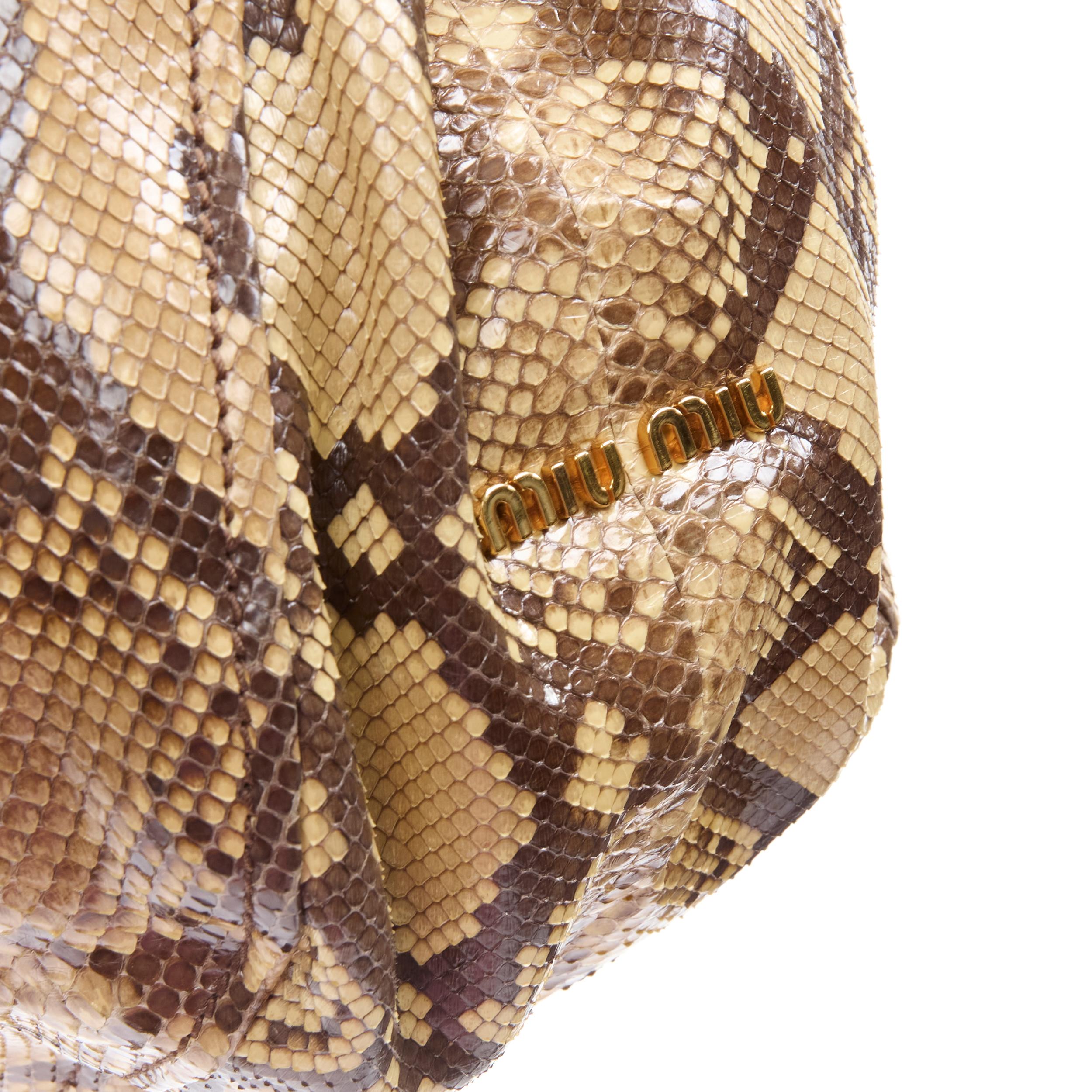 Women's MIU MIU natural scaled genuine python leather gold hardware shoulder hobo bag