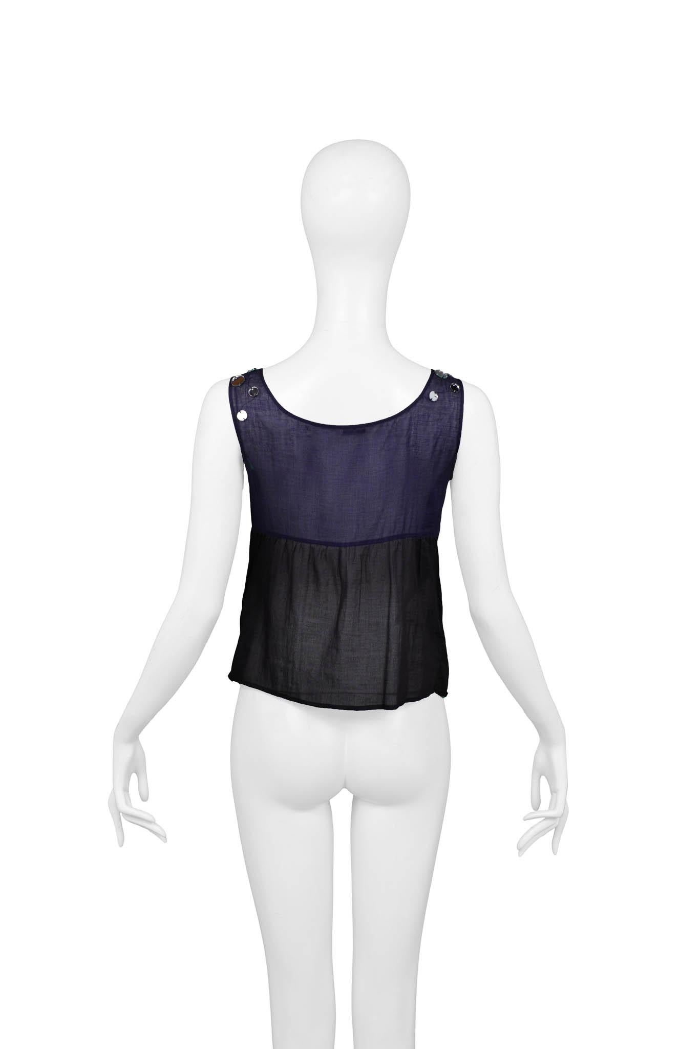 Women's Miu Miu Navy & Black Mirrored Tank For Sale