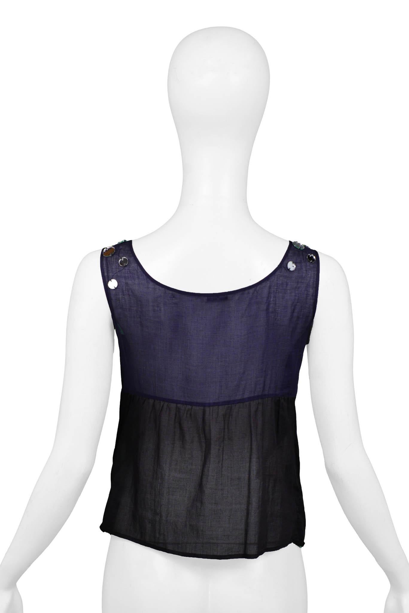 Noir Miu Miu - Débardeur miroir marine et noir