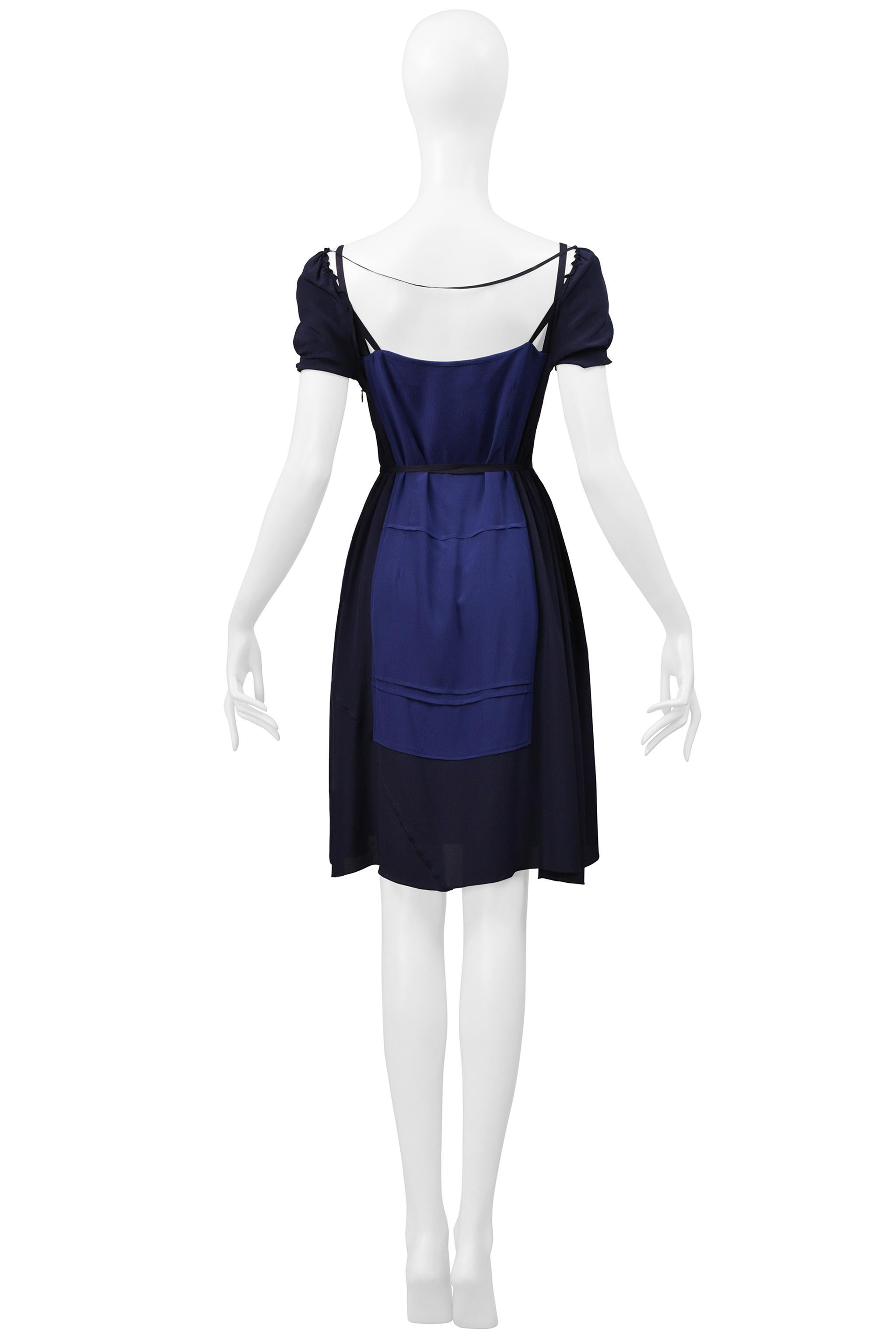 Miu Miu Navy & Blue Apron Dress With Cutouts And Ribbons 2006 For Sale 1