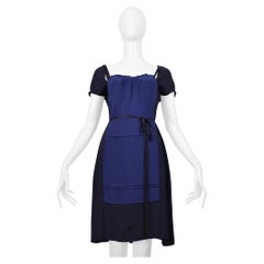 Miu Miu Navy & Blue Apron Dress With Cutouts And Ribbons 2006