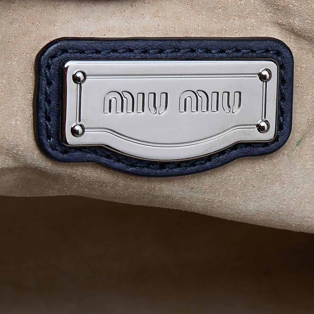 Miu Miu Navy Blue/Brown Leather Studded Chain Shoulder Bag 3