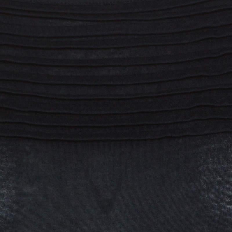 Women's Miu Miu Navy Blue Cotton Jersey Gathered Dress S For Sale