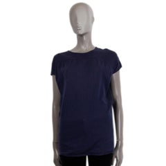 MIU MIU navy blue cotton & silk CAP SLEEVE Top Shirt 38 XS