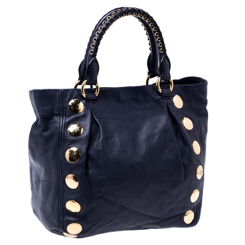 navy studded bag