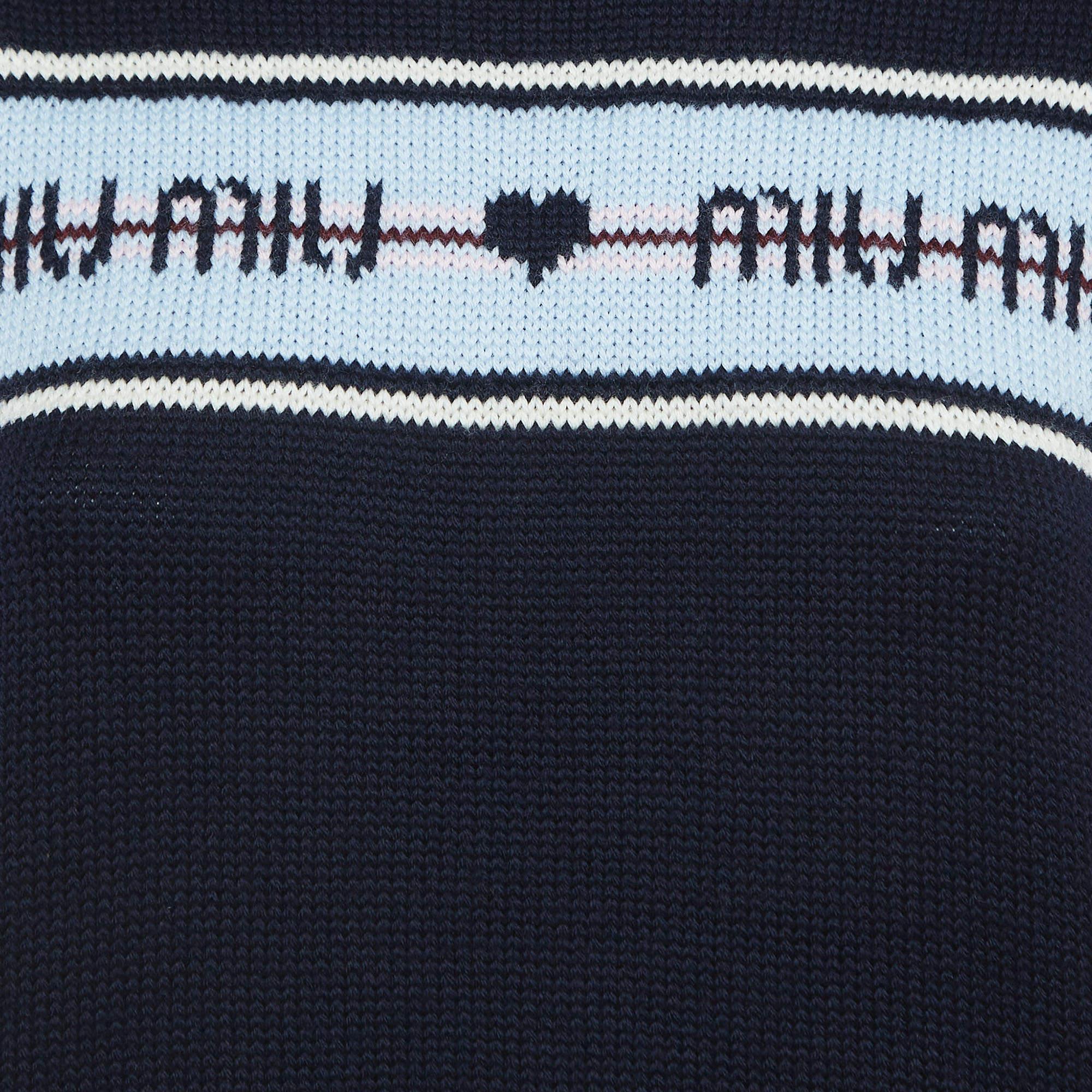 Miu Miu Navy Blue Logo Intarsia Knit Top M 2