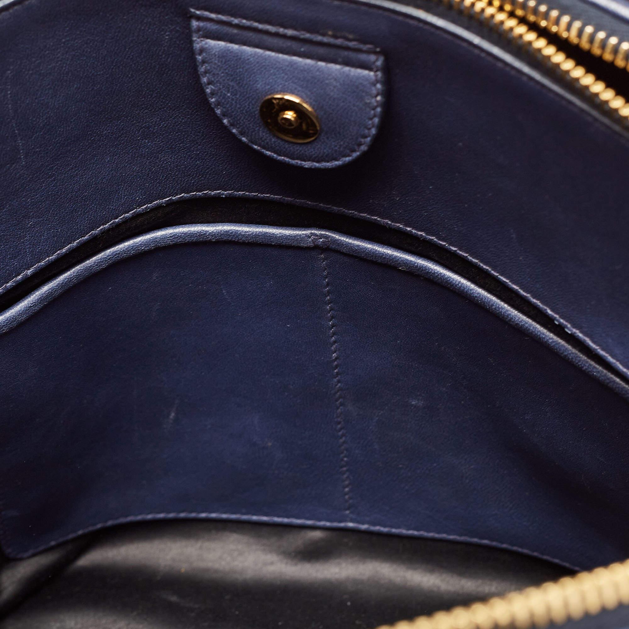 Miu Miu Navy Blue Matalasse Leather Tote For Sale 8