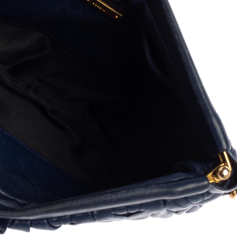 Miu Miu Navy Blue Matelasse Leather Frame Clutch Bag 6