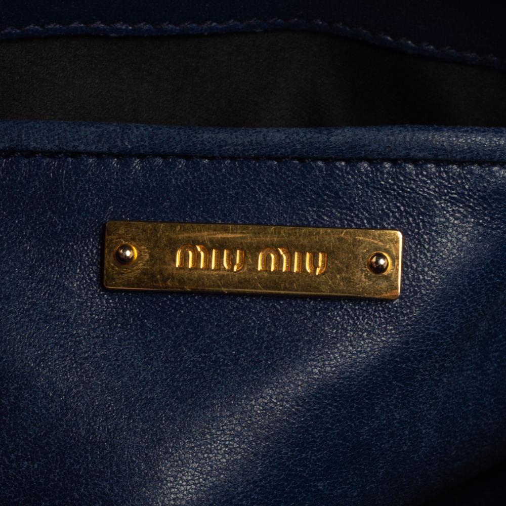 Miu Miu Navy Blue Matelasse Leather Frame Clutch Bag 1