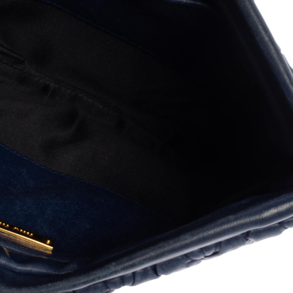 Miu Miu Navy Blue Matelasse Leather Frame Clutch Bag 4