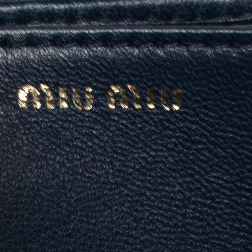 Miu Miu Navy Blue Matelasse Leather Phone Bag 2