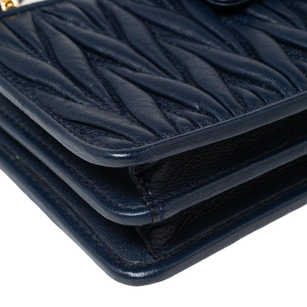 Miu Miu Navy Blue Matelasse Leather Phone Bag 3
