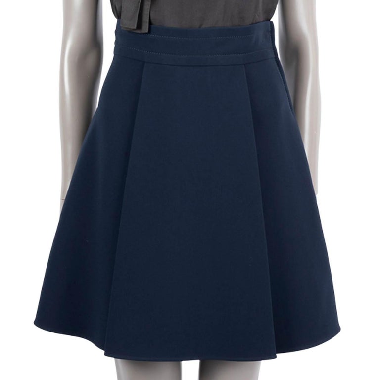 MIU MIU navy blue triacetate 2015 PLEATED CADY SHORT Skirt 38 XS