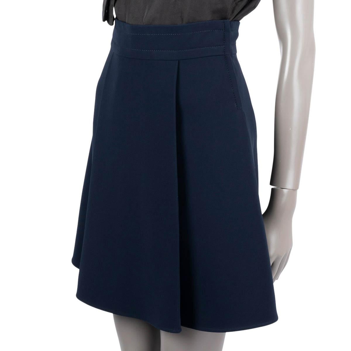 MIU MIU navy blue triacetate 2015 PLEATED CADY SHORT Skirt 38 XS In New Condition For Sale In Zürich, CH