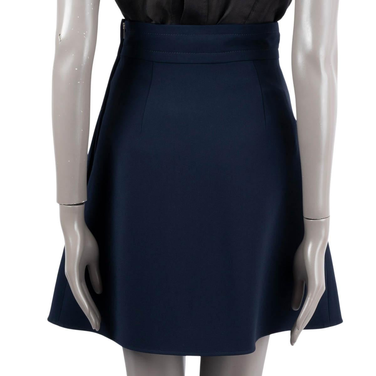 Women's MIU MIU navy blue triacetate 2015 PLEATED CADY SHORT Skirt 38 XS For Sale