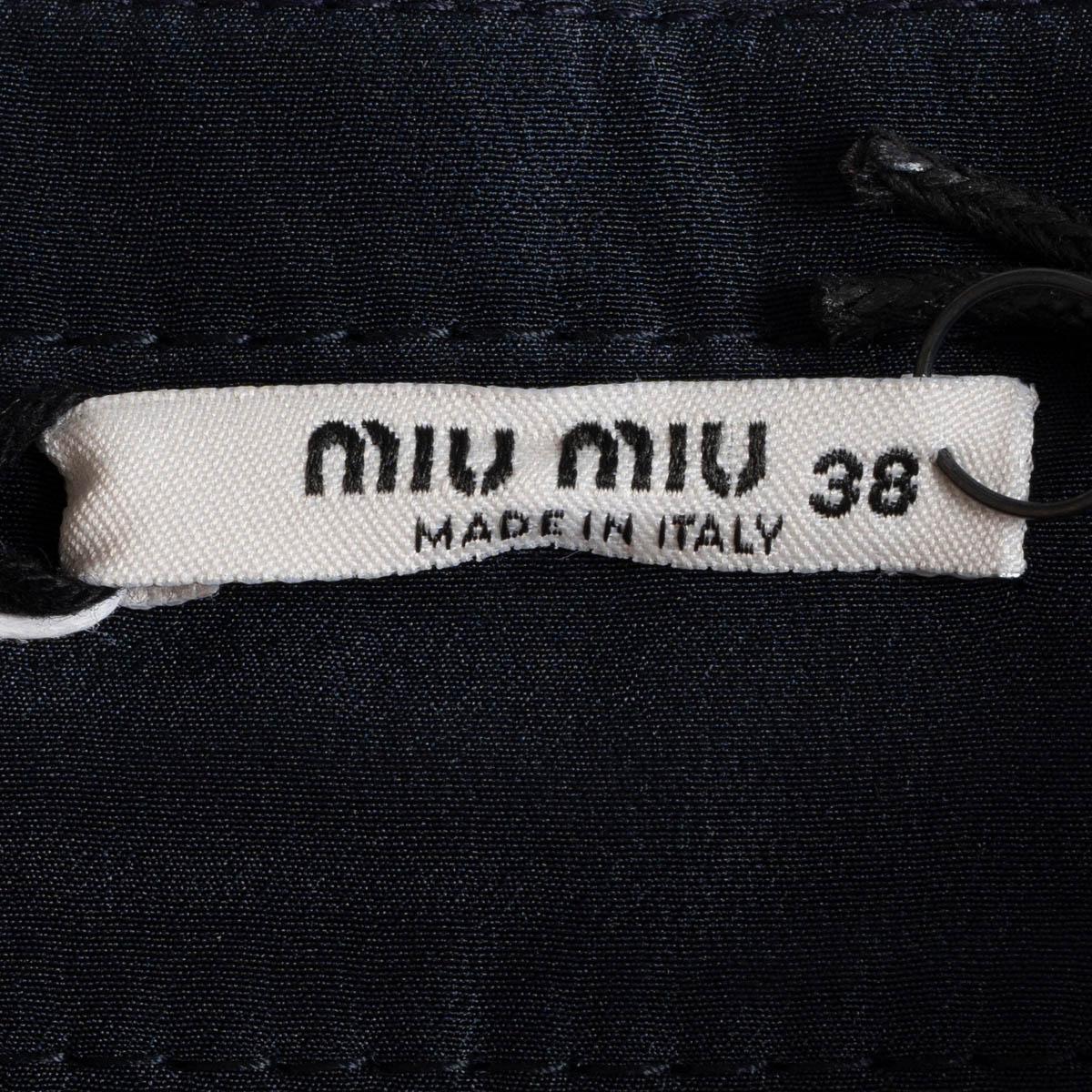 MIU MIU navy blue triacetate 2015 PLEATED CADY SHORT Skirt 38 XS For Sale 1