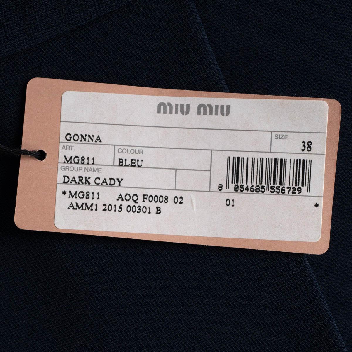MIU MIU navy blue triacetate 2015 PLEATED CADY SHORT Skirt 38 XS For Sale 2