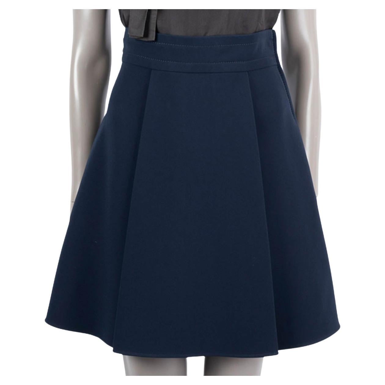 MIU MIU navy blue triacetate 2015 PLEATED CADY SHORT Skirt 38 XS For Sale