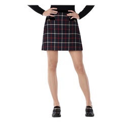 Miu Miu Navy Checkered Mini A-Line Skirt Size S