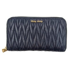 Miu Miu Navy Continental Leather Wallet