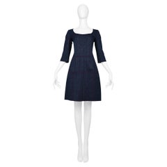 Miu Miu Navy Mini Dress With Green Rhinestones