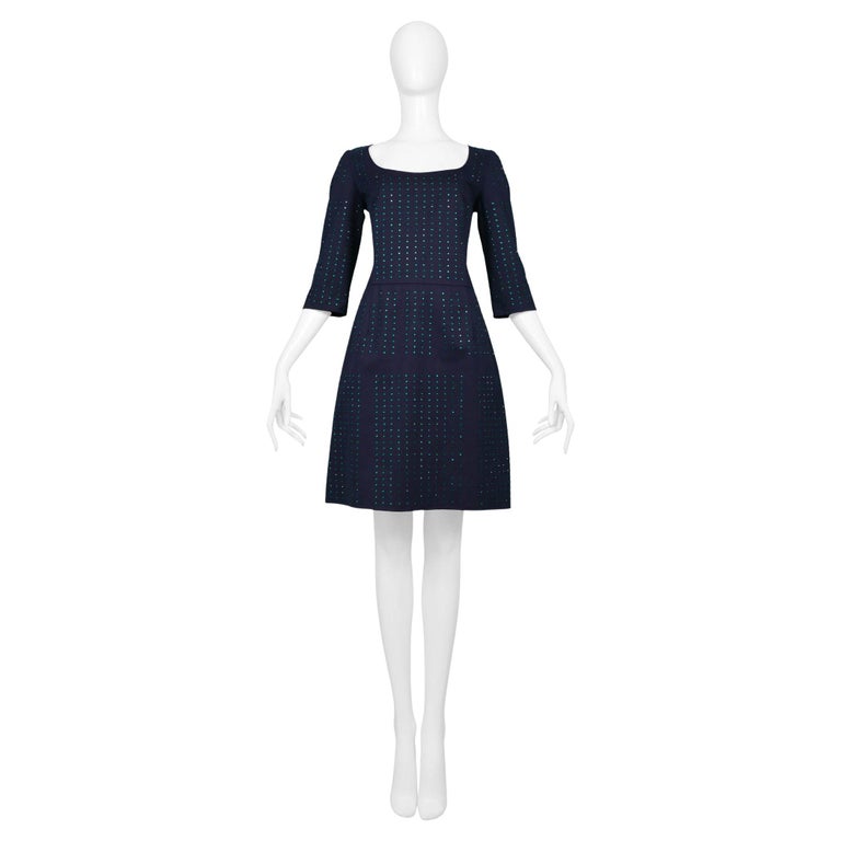 Miu Miu Navy Mini Dress With Green Rhinestones For Sale at 1stDibs | miu miu  green beaded dress, miu miu green dress, green miu miu dress