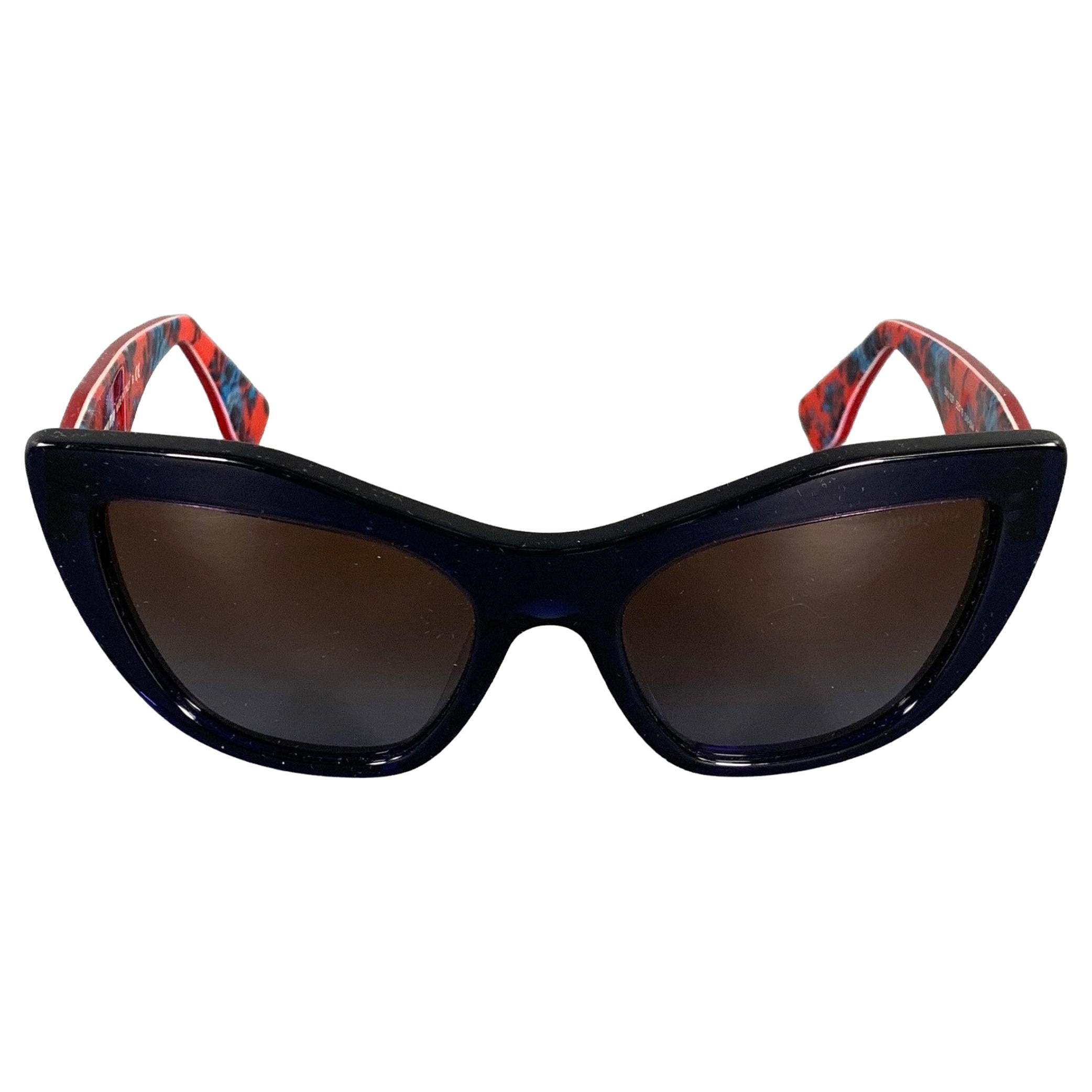 MIU MIU Navy Rot SMU 02P Florale Acetat-Sonnenbrille im Angebot