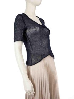 Miu Miu Marineblaues durchsichtiges Stricktop Größe S