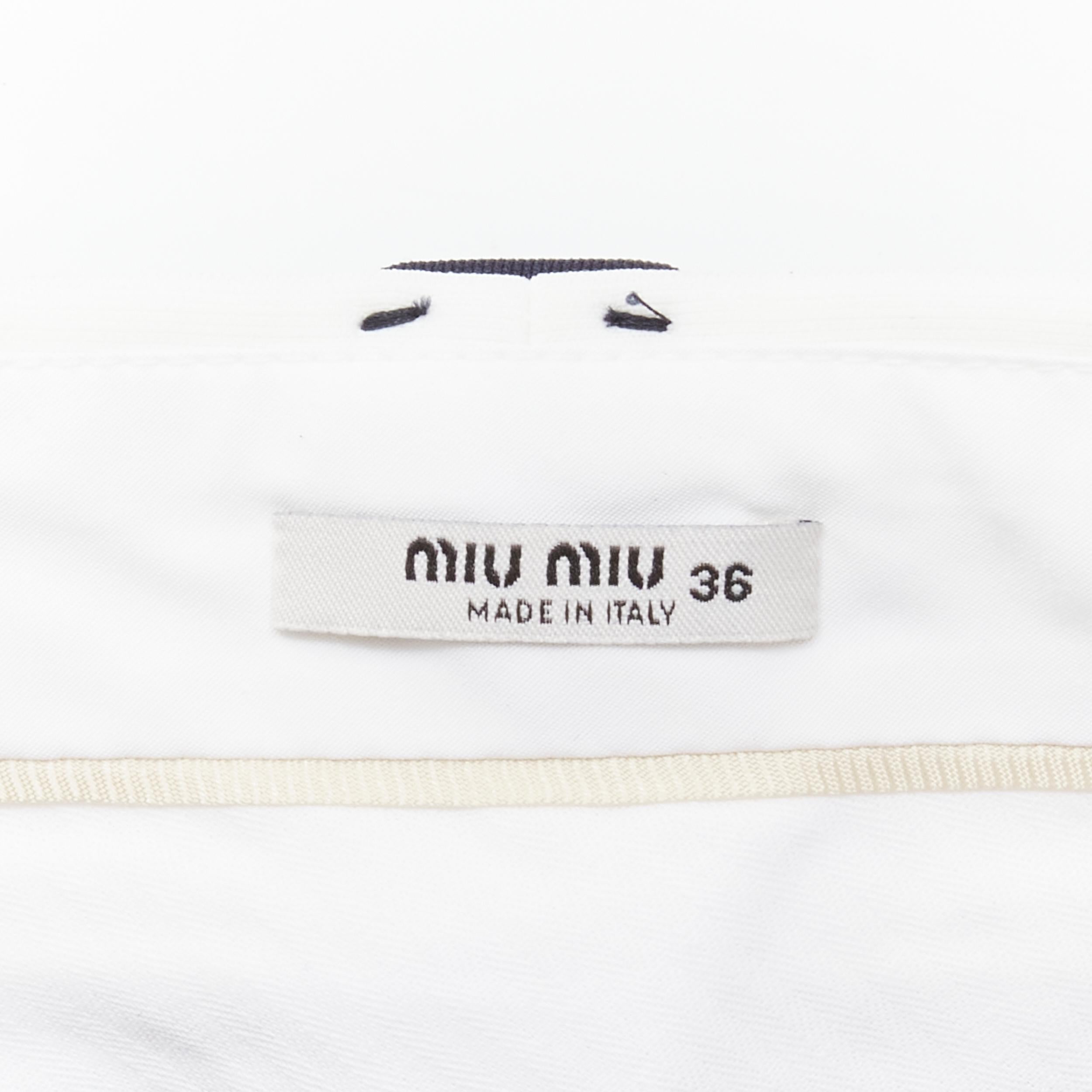 MIU MIU navy sky blue white zip front high waisted thick cotton shorts IT36 XS 3